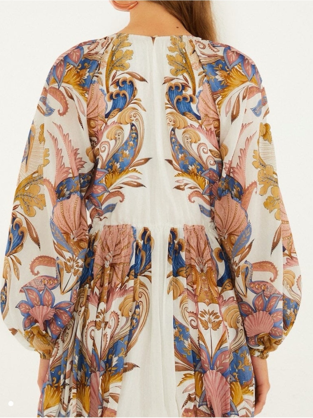 Printed Long-Sleeve Mini Dress in Multi-Color - Picture 5 of 5
